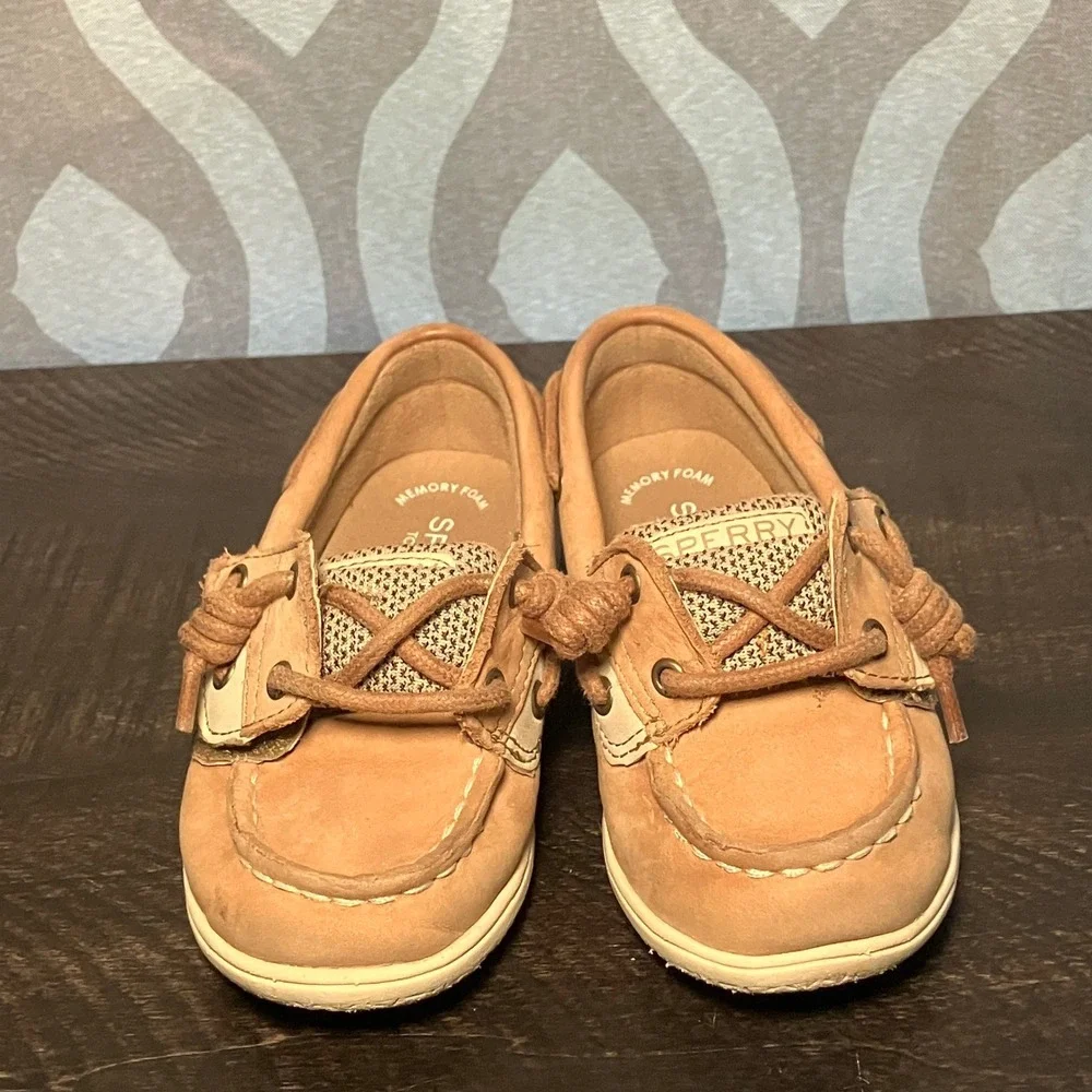 Sperry Top Sider Kids Size 9Tan Leather Boat Shoes